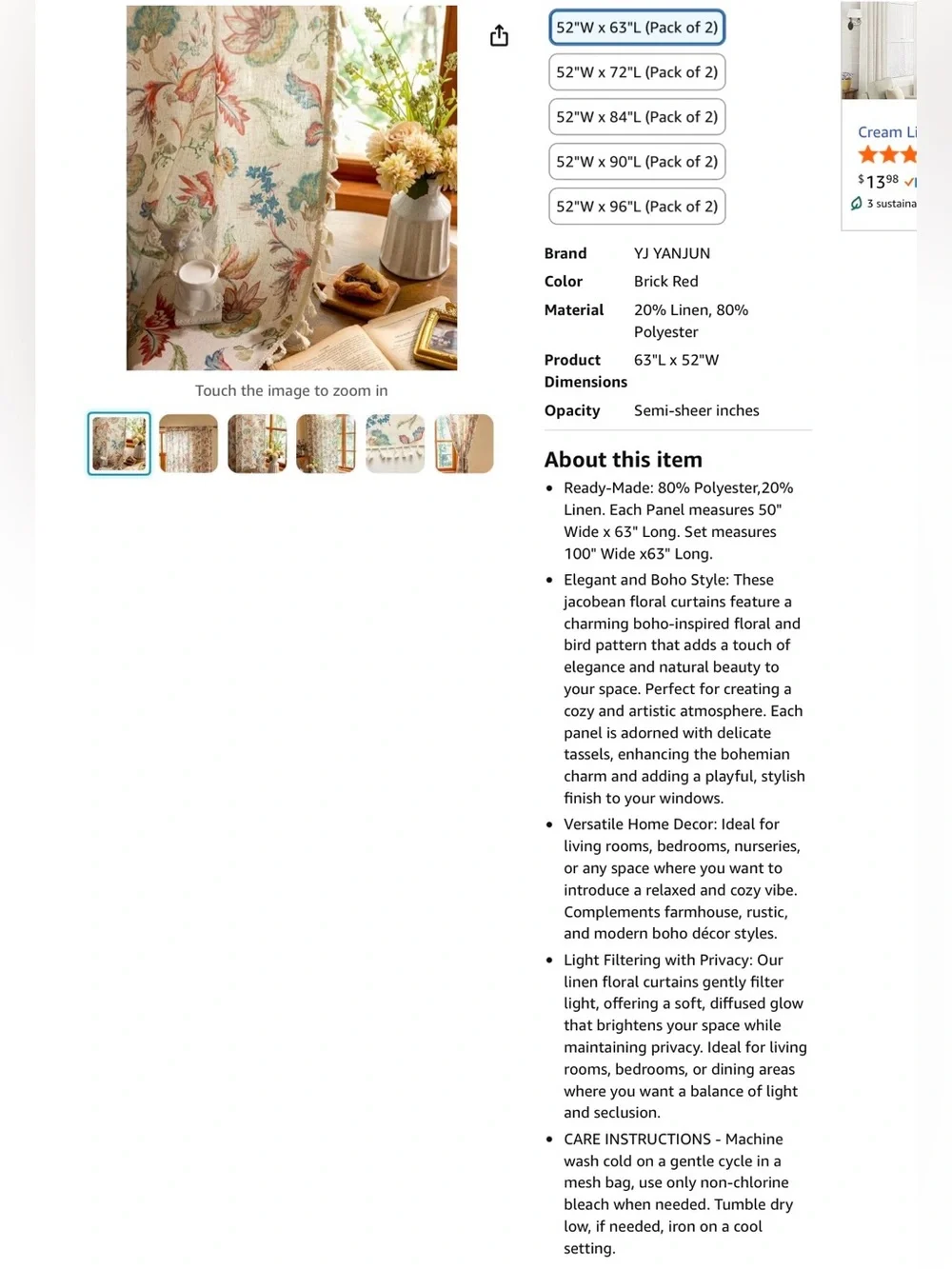 Boho Jacobean pair curtains.